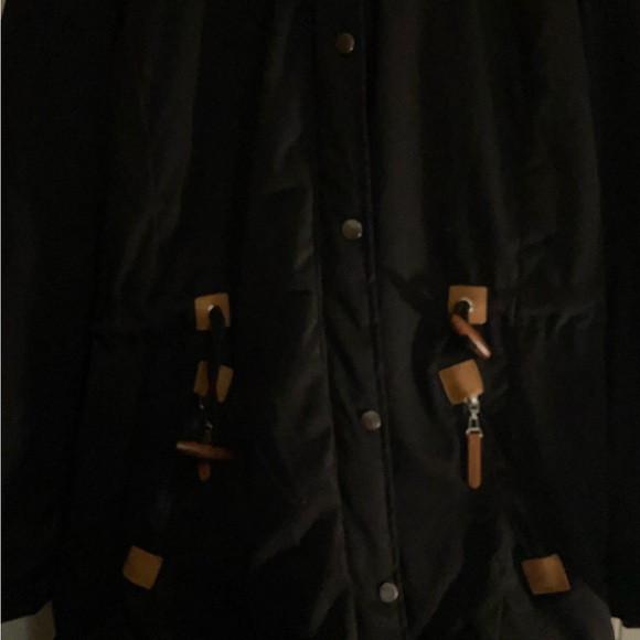 Black Hooded Jacket with Tan Accents - Picture 3 of 8